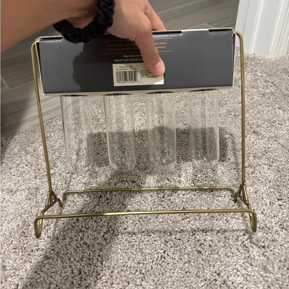 Hearth & Hand Glass Propagation Vase with Brass Stand - Picture 2 of 3